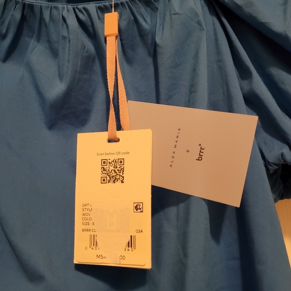 NWT- Alex Marie Blue Puff Sleeve Women's Top - Picture 6 of 8